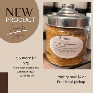 New Raw Organic Turbinado  Lavender Oil Infused Sugar Perfect Gift
